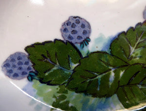 Large SCOTTISH Vintage WILD BERRIES Design Oval Shaped Serving Bowl by Highland Stoneware, Scotland. Hand Decorated (B)