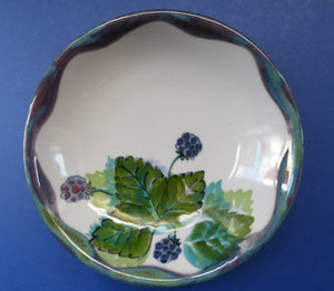 SCOTTISH Vintage WILD BERRIES Design Shallow Bowl by Highland Stoneware, Scotland. Hand-Decorated