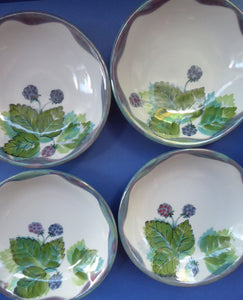 SCOTTISH Vintage WILD BERRIES Design Shallow Bowl by Highland Stoneware, Scotland. Hand-Decorated