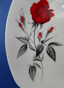 MIDWINTER. Set of FIVE Pretty 1960s Side Plates; 7 1/2 inches. Red Rose Motif. CARMEN Pattern