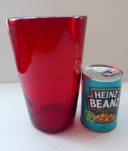 Load image into Gallery viewer, 1950s Ruby Red WHITEFRIARS Wave Ribbed LARGE Tumbler Vase. 8 Inches in height. Excellent Condition
