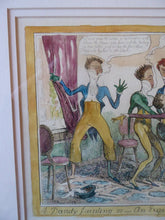 Load image into Gallery viewer, Original FRAMED 1835 Antique GEORGIAN Satirical Print / Etching by Isaac Robert Cruikshank. A Dandy Fainting at the Opera
