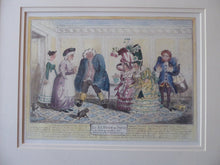 Load image into Gallery viewer, Original FRAMED 1835 Antique GEORGIAN Satirical Print / Etching by George Cruikshank. Le Retour de Paris
