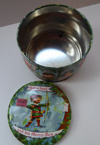 Vintage 1960s THORNE'S Toffee Tin: Robin Hood and his Merry Men Design