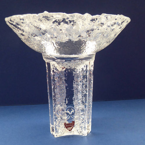 1980s Lars Hellsten 1984 Winter Olympics Orrefors Candle Holder