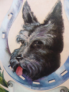 Genuine 1950s Scottish Cardboard Wall Calendar: Featuring a Scottie Dog, with his Head Through a Lucky Horse Shoe