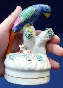 ANTIQUE Early Staffordshire Bird & Lamb Quill Pen Holder. Extremely Rare and in Excellent Condition