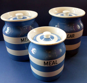 1930s Cornishware Storage Jar: Meal