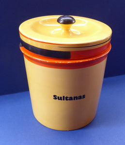 Rare Carlton Ware Large Art Deco Storage Jars 1930s Sunshine Yellow Geometic Pattern