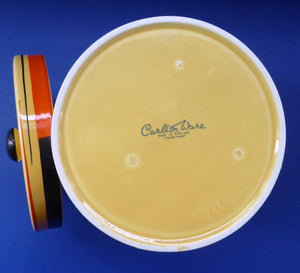 Rare Carlton Ware Large Art Deco Storage Jars 1930s Sunshine Yellow Geometic Pattern