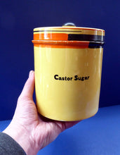 Load image into Gallery viewer, Rare Carlton Ware Large Art Deco Storage Jars 1930s Sunshine Yellow Geometic Pattern
