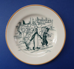 1920s Royal Doulton Daily Mirror Pip, Squeak & Wilfred Side Plate. 6 1/2 inches diameter. EXTREMELY RARE