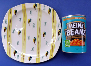 1950s MIDWINTER Square Dessert Plates. Collectable FIESTA PATTERN. Designed by Jessie Tait in 1953