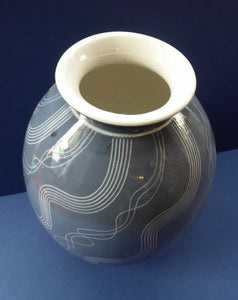 LARGE Vintage 1950s German SCHRAMBERG Vase. WINDSOR Grey-Blue with Abstract Scgraffito Decoration