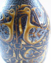 Load image into Gallery viewer, Unusual 1960s Vintage Danish BACA Aluminia ROYAL COPENHAGEN Vase. Yellow Ground with Birds Motif. Designed by Nils Thorsson

