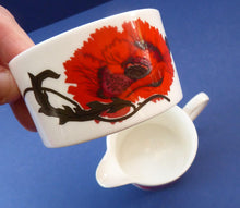 Load image into Gallery viewer, SUSIE COOPER for WEDGWOOD. 1971 Cornpoppy Design. Stylish Floral Bone China Smaller Sugar Bowl &amp; Milk Jug
