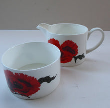 Load image into Gallery viewer, SUSIE COOPER for WEDGWOOD. 1971 Cornpoppy Design. Stylish Floral Bone China Smaller Sugar Bowl &amp; Milk Jug
