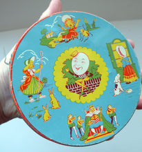 Load image into Gallery viewer, 1950s NURSERY RHYMES Sweetie Tin. Wilkin&#39;s Ltd. Includes: Humpty Dumpty, Mary Had a Little Lamb, Jack and Jill etc
