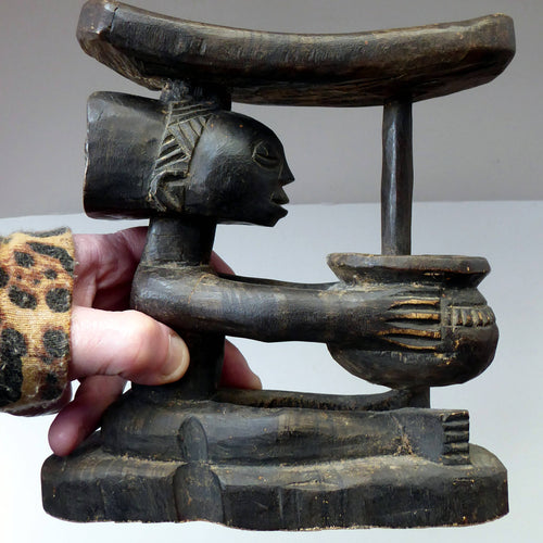 Early / Mid 20th Century LUBA Tribe (Congo - Zaire). African Carved Wood Tribal Head Rest