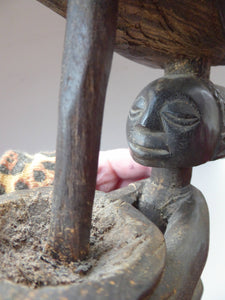 Vintage Early / Mid 20th Century LUBA Tribe (Congo - Zaire). African Carved Wood Tribal Headrest