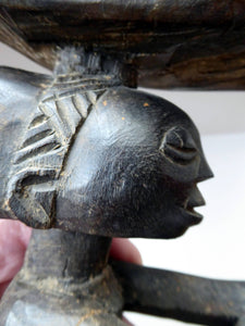 Vintage Early / Mid 20th Century LUBA Tribe (Congo - Zaire). African Carved Wood Tribal Headrest