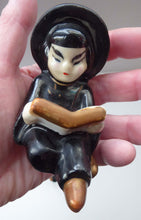 Load image into Gallery viewer, 1950s Vintage Cruet Set. Sweet Little Ceramic Chinese Man and Girl Salt and Pepper Pots
