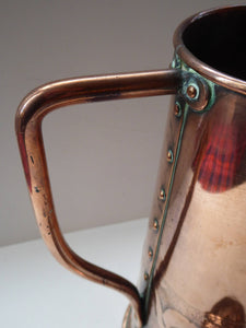 Stunning Copper Arts & Crafts Lidded Flagon / Jug. With stylised foliate decoration around the base