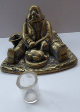 Load image into Gallery viewer, Antique Victorian Brass Inkwell of a Daniel Lambert
