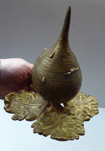 Load image into Gallery viewer, Antique Victorian INKWELL. Gilt Metal Taking the Form of a Crying Mr Turnip with Original Brass Edged Liner
