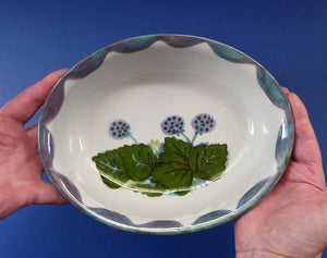 Large SCOTTISH Vintage WILD BERRIES Design Oval Shaped Serving Bowl by Highland Stoneware, Scotland. Hand Decorated (A)
