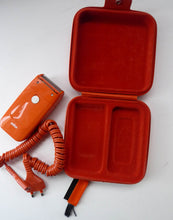 Load image into Gallery viewer, Orange Braun Electric Shaver, 1970s. Complete with original brush &amp; in its own orange velvet lined carrying case
