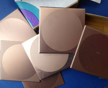Load image into Gallery viewer, RARE 1960s TYNE-PLAQS. Pristine Sealed Packs of Metal Tile Covers. Gold Colour with Large Spot in Centre. 16 tiles each box
