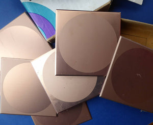 RARE 1960s TYNE-PLAQS. Pristine Sealed Packs of Metal Tile Covers. Gold Colour with Large Spot in Centre. 16 tiles each box