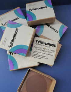 RARE 1960s TYNE-PLAQS. Pristine Sealed Packs of Metal Tile Covers. Gold Colour with Large Spot in Centre. 16 tiles each box