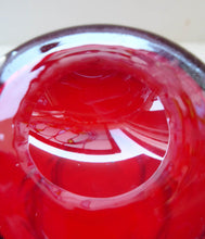 Load image into Gallery viewer, 1950s Ruby Red WHITEFRIARS Wave Ribbed LARGE Tumbler Vase. 8 Inches in height. Excellent Condition
