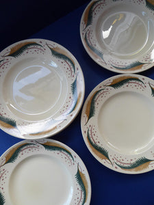 Rare 1950s Vintage Susie Cooper Pottery BRACKEN PATTERN Dinner Plates. KESTREL shape. 10 inches