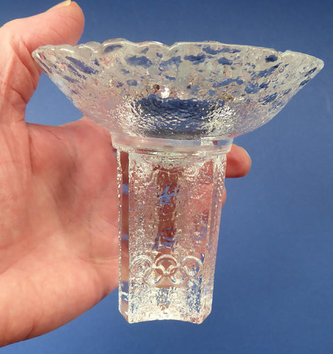 1980s Lars Hellsten 1984 Winter Olympics Orrefors Candle Holder