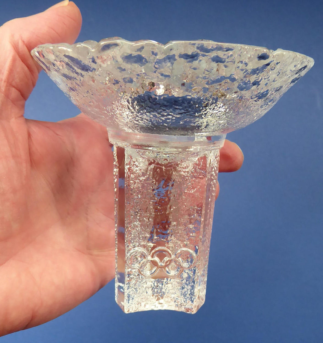 1980s Lars Hellsten 1984 Winter Olympics Orrefors Candle Holder