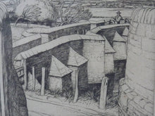 Load image into Gallery viewer, ORIGINAL Line Engraving by Robert Sargent Austin. The Pack Bridge, Aylestone, Leicestershire. Pencil signed and dated 1926
