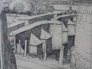 ORIGINAL Line Engraving by Robert Sargent Austin. The Pack Bridge, Aylestone, Leicestershire. Pencil signed and dated 1926