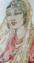 Load image into Gallery viewer, Elyse Lord 1930s Original WATERCOLOUR. Indian Lady Holding a Bird
