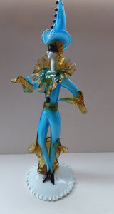 MASSIVE Vintage Italian Murano Glass Pierrot / Comdia Dell' Arte Figurine by Franco Toffolo. 20 inches in height