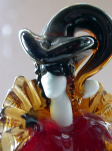 MASSIVE Signed Vintage Italian Murano Glass Pierrot / Comdia Dell' Arte Figurine by Franco Toffolo. 18 inches in height