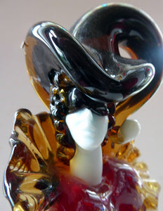 MASSIVE Signed Vintage Italian Murano Glass Pierrot / Comdia Dell' Arte Figurine by Franco Toffolo. 18 inches in height