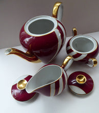Load image into Gallery viewer, 1950s Polish Cmielow Harlequin Pattern Teapot, Milk Jug and Sugar Bowl

