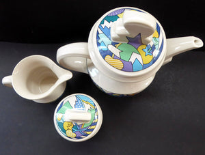 ROSENTHAL 1980s Studio Line Teapot, Milk Jug & Sugar Bowl. Spirit Wonderland by Dorothy Hafner