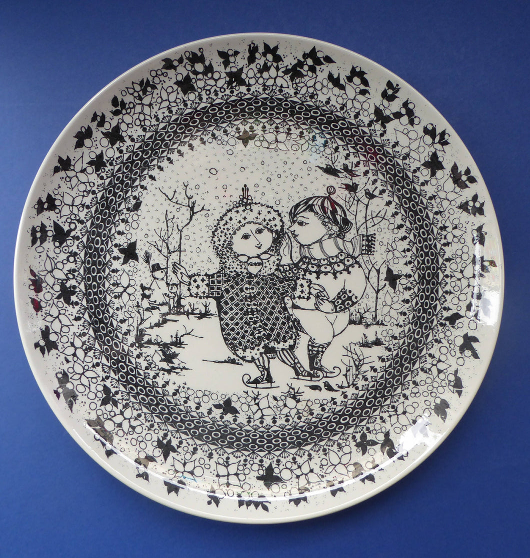 MASSIVE 14 inch Bjorn Wiinblad Wall Plate or Charger. From the Seasons Series: WINTER Nymolle Denmark, 1960s (A)