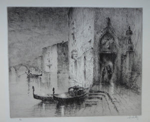 1920s Original Etching by Sydney Mackenzie Litten (1887 - 1949). The Betrothal, Venice