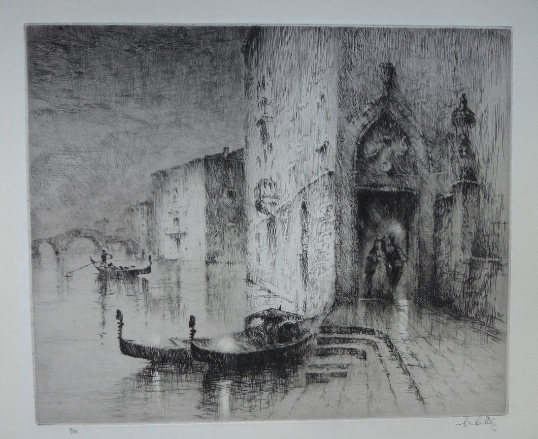 1920s Original Etching by Sydney Mackenzie Litten (1887 - 1949). The Betrothal, Venice