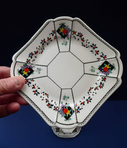 1930s Shelley TRIO QUEEN ANNE Shape. Beautiful Art Deco with Fruits and Diamonds Pattern